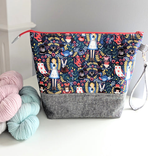 TWIGGY | ready to ship -  extra tall + large project bag, fabric yarn bowl, knitting bag, or makeup bag