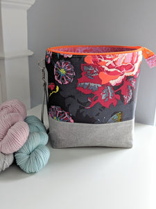 TWIGGY | ready to ship -  extra tall + large project bag, fabric yarn bowl, knitting bag, or makeup bag