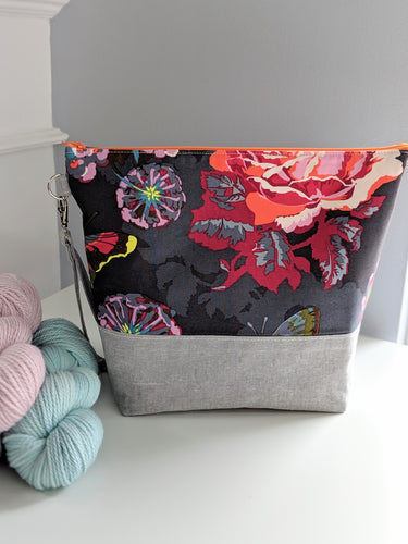 TWIGGY | ready to ship -  extra tall + large project bag, fabric yarn bowl, knitting bag, or makeup bag