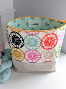 TWIGGY | ready to ship -  extra tall + large project bag, fabric yarn bowl, knitting bag, or makeup bag
