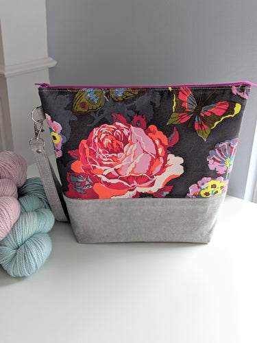 TWIGGY | ready to ship -  extra tall + large project bag, fabric yarn bowl, knitting bag, or makeup bag