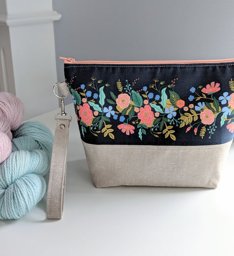 TWIGGY PETITE | ready to ship -  medium-sized project bag, fabric yarn bowl, knitting bag, or makeup bag
