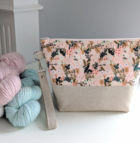 TWIGGY PETITE | ready to ship -  medium-sized project bag, fabric yarn bowl, knitting bag, or makeup bag