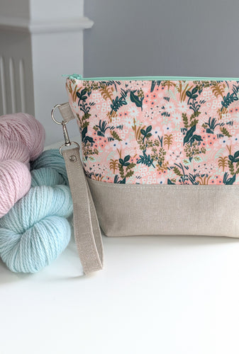 TWIGGY PETITE | ready to ship -  medium-sized project bag, fabric yarn bowl, knitting bag, or makeup bag