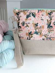 TWIGGY PETITE | ready to ship -  medium-sized project bag, fabric yarn bowl, knitting bag, or makeup bag