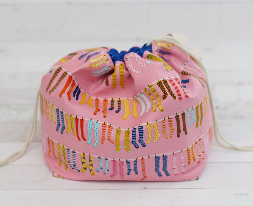 LITTLE FINCH BUCKET No. 6 | ready to ship |  medium-large project bag, toy basket, yarn bowl